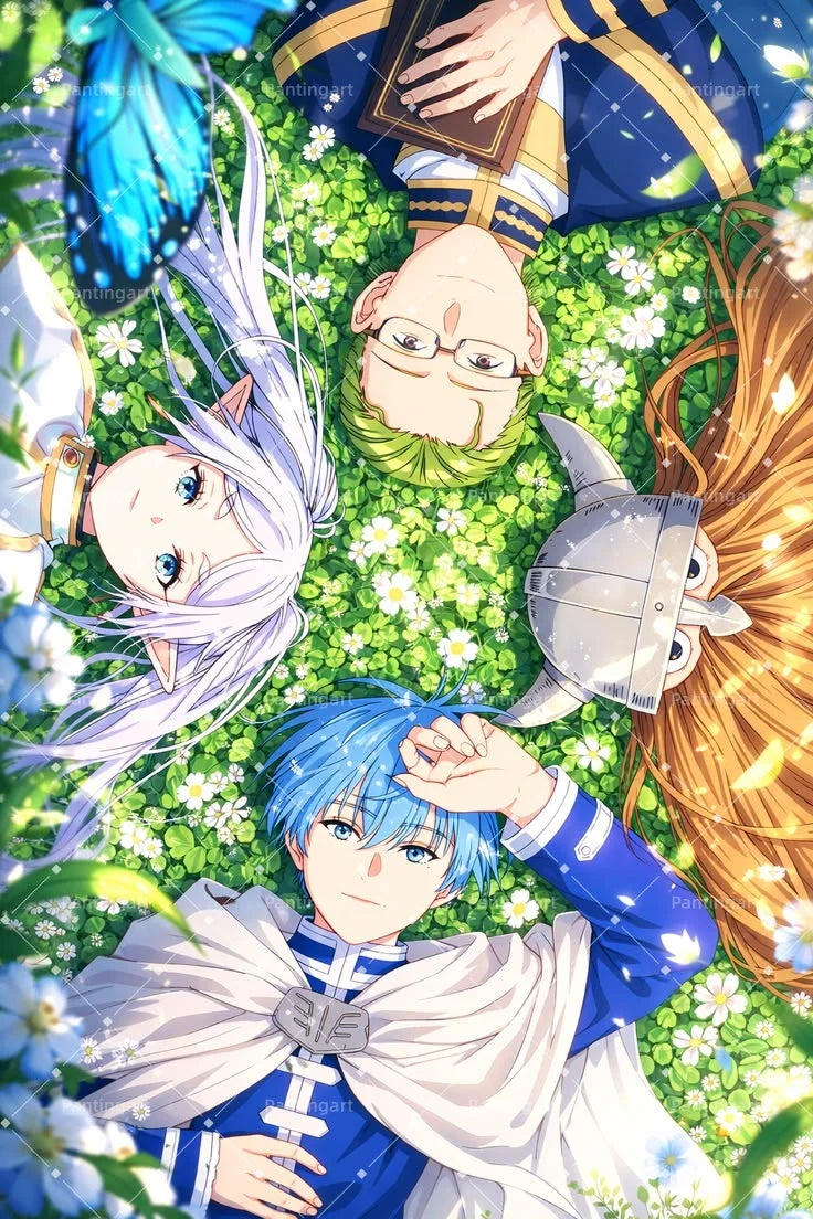 Magic Fantasy F-Frieren Beyond Journeys End Anime Canvas Painting Classic Elf Magic Girl Manga Art Poster Teens' Room Home Decor