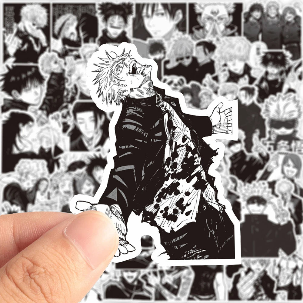 10/30/65pcs Jujutsu Kaisen Anime Cartoon Stickers Cool Black White Manga Graffiti Decal DIY Guitar Motorcycle Laptop Sticker Toy