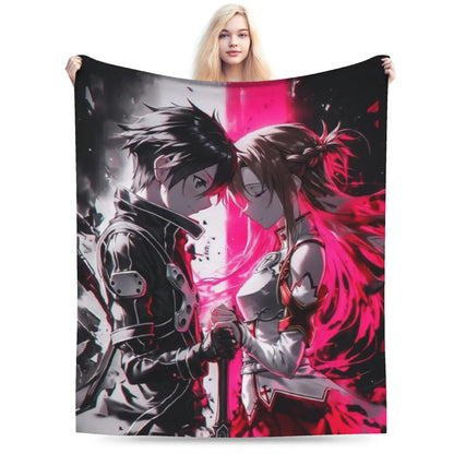 Sword Art Online Kirito Asuna Throw Blanket