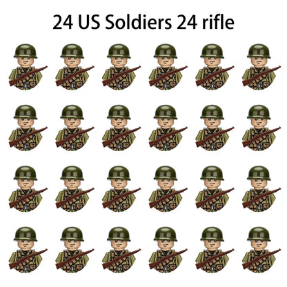 24pcs/batch WW2 Military Character WW2 Army Building Blocks Military Soldier Character Building Blocks Kids Holiday Gift Toys