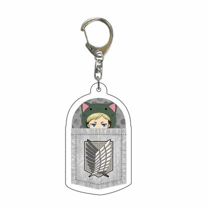 Attack On Titan Anime Peripheral Acrylic Figure Display Keychain Pendant Eren Mikasa Levi Creative Decorative Gift Accessories