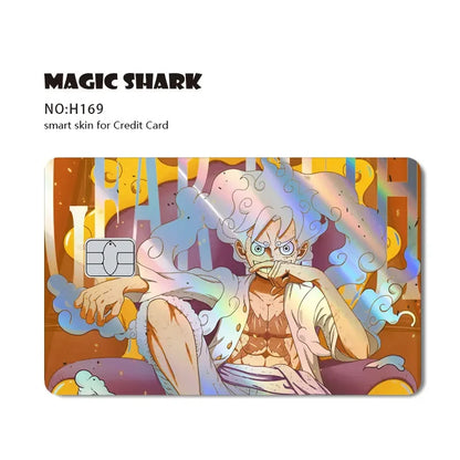 Magic Shark Luffy Zorro Ace Skull Anume Holographic Shinny Laser Sticker Film Skin for Credit Debit Card