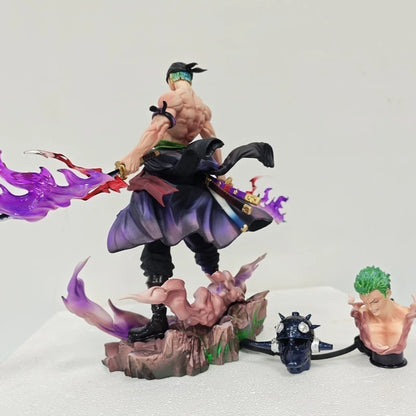 One Piece Explosive Energy Roronoa Zoro Double Head Anime Figure Pvc Collectible Model Statue Decoration Toys Doll Birthday Gift