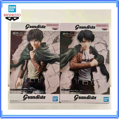 Genuine Banpresto Bandai In Stock Grandista Attack On Titan Eren Jaeger Levi Ackerman Figure Anime Model Boxed Toy Gifts