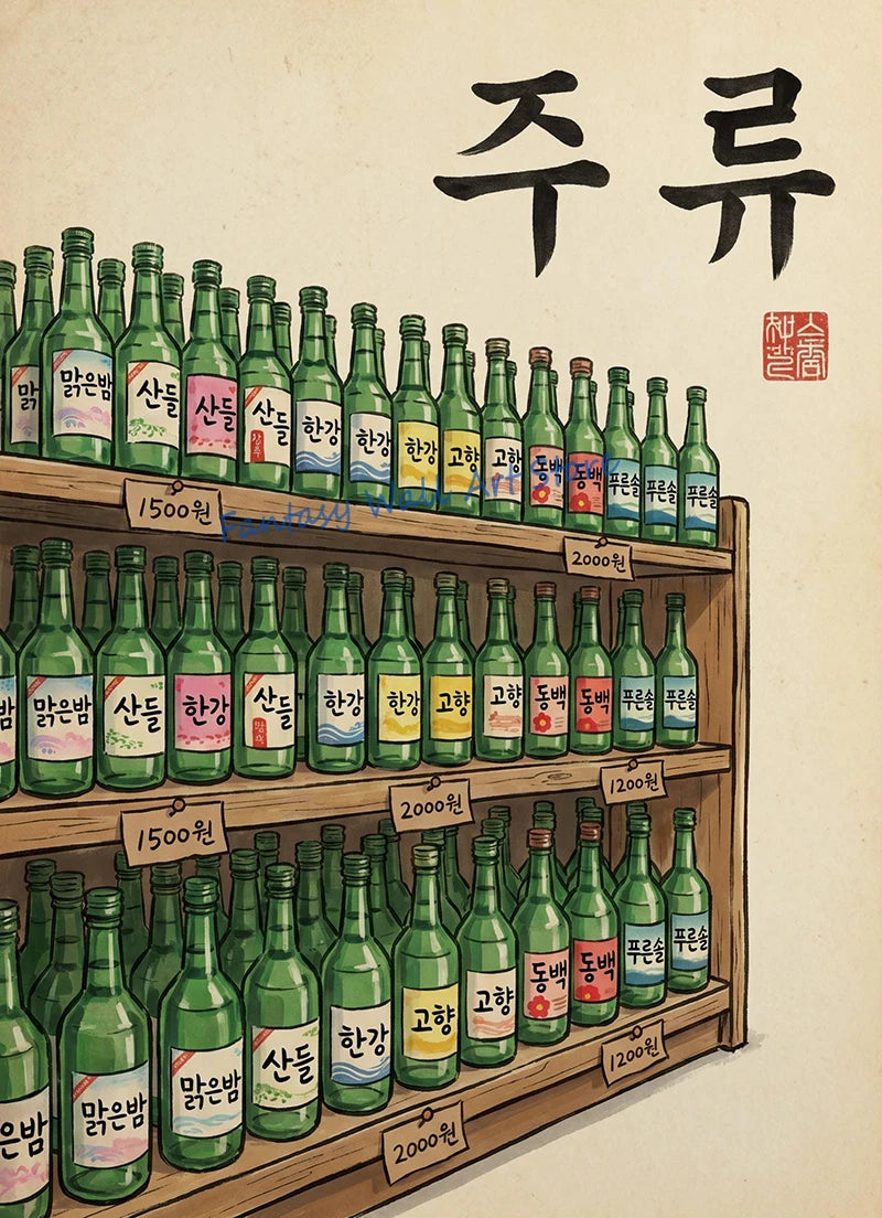 Korean Soju Shelf Poster