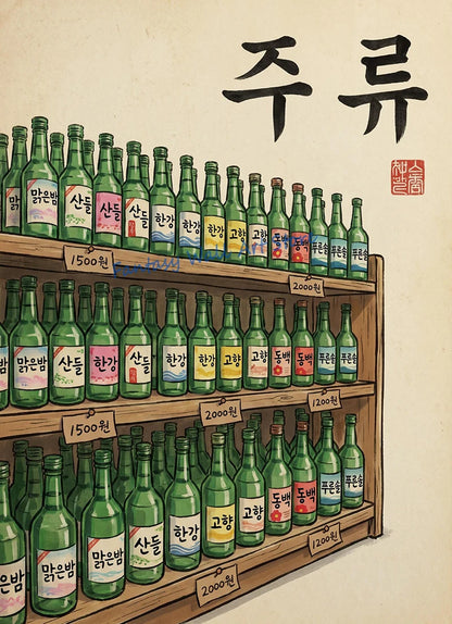 Korean Soju Shelf Poster