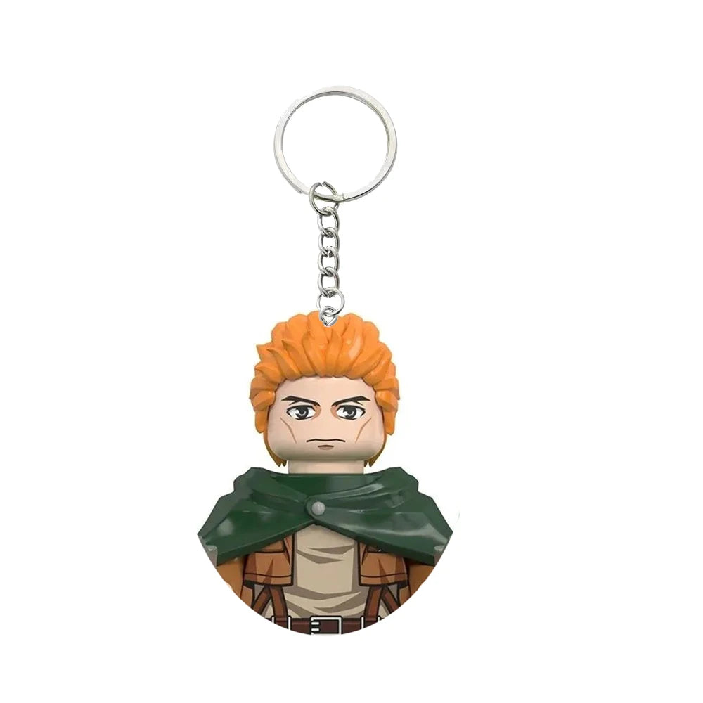 New Attack on Titan Minifigure Keychain Shingeki No Kyojin Eren Levi Mikasa Anime Action Figures Toys for Kids Gift
