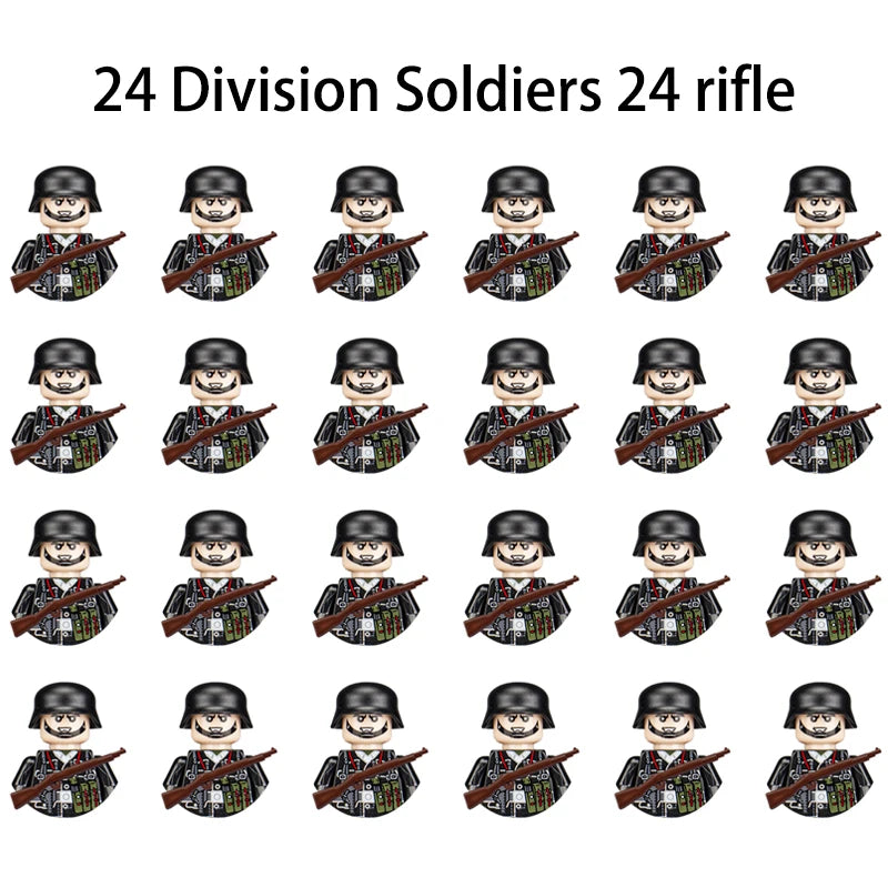 24pcs/batch WW2 Military Character WW2 Army Building Blocks Military Soldier Character Building Blocks Kids Holiday Gift Toys