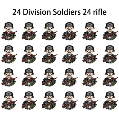 24pcs/batch WW2 Military Character WW2 Army Building Blocks Military Soldier Character Building Blocks Kids Holiday Gift Toys