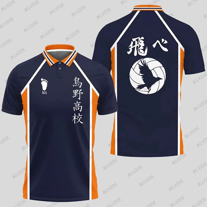 Anime Haikyuu Hinata Cosplay Polo Shirts Summer Shorts Sleeve Men Polos Volleyball Uniform Japan Sports Jerseys Kids Adult Tops