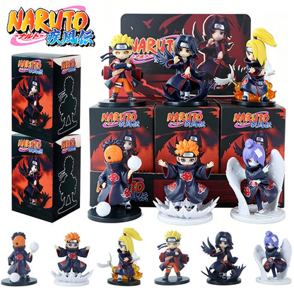 Popular Naruto Anime Figure Random Blind Box Doll Q Version Cute Uchiha Sasuke Figurine Car Decoration Collection Model Toy