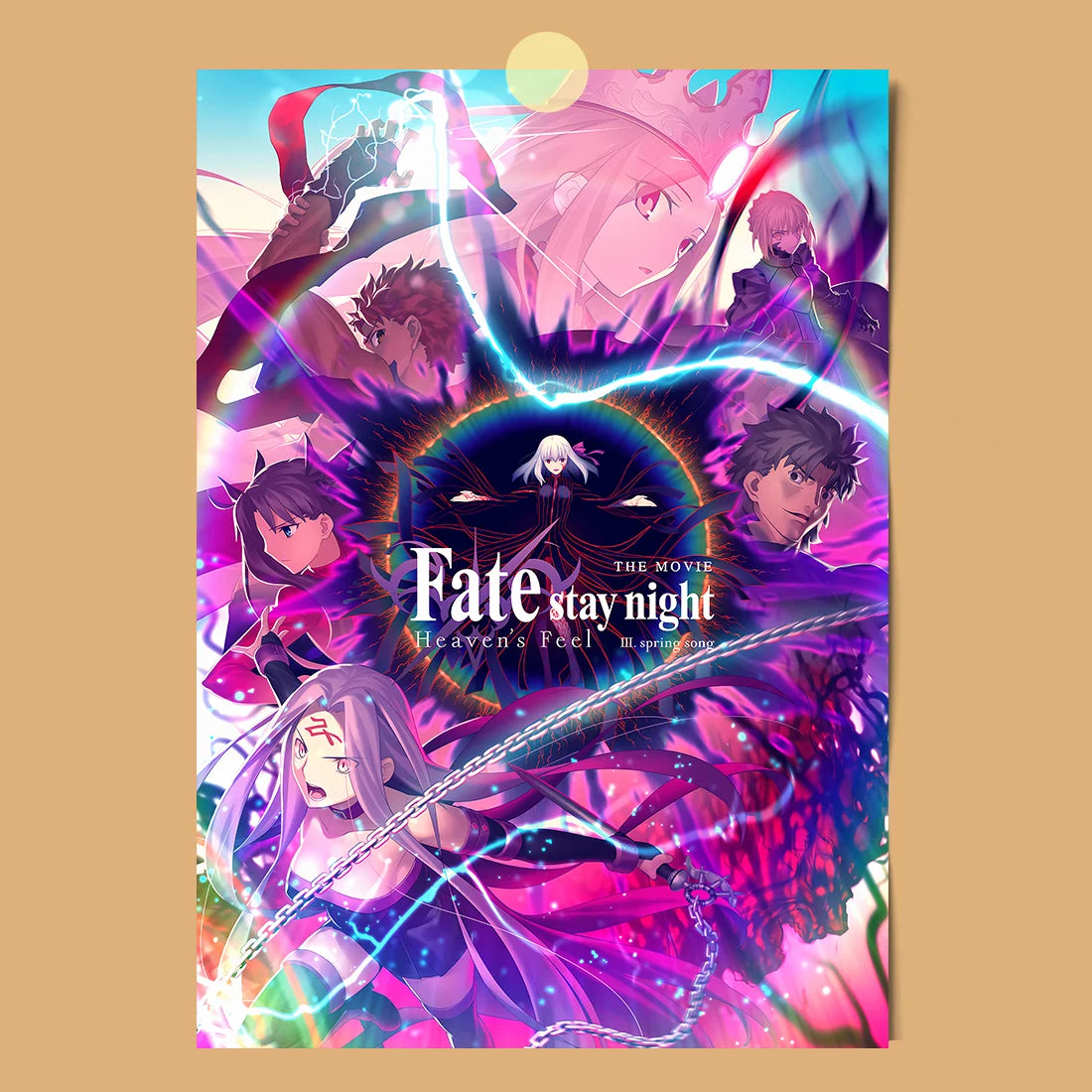 AZNM Fate Stay Night Canvas Wall Art, Unlimited Blade Works Saber Rin Tohsaka Shirou Emiya Anime Poster, Frameless Canvas Print,