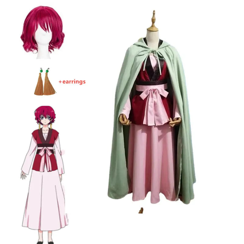 Akatsuki no Yona Princess Cosplay Costume With Cloak Women Halloween Anime Outfits