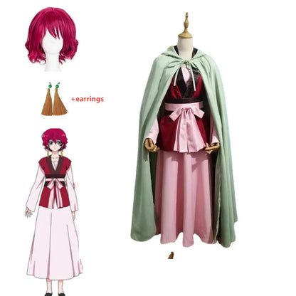 Akatsuki no Yona Princess Cosplay Costume With Cloak Women Halloween Anime Outfits