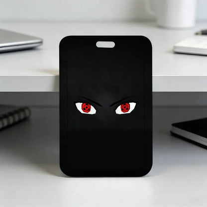 Anime N-NARUTO Akatsuki Itachi Sharingan Transparent Card Holder Employee Plastic Slide Cover Lanyard Work Business ID Bag Bus