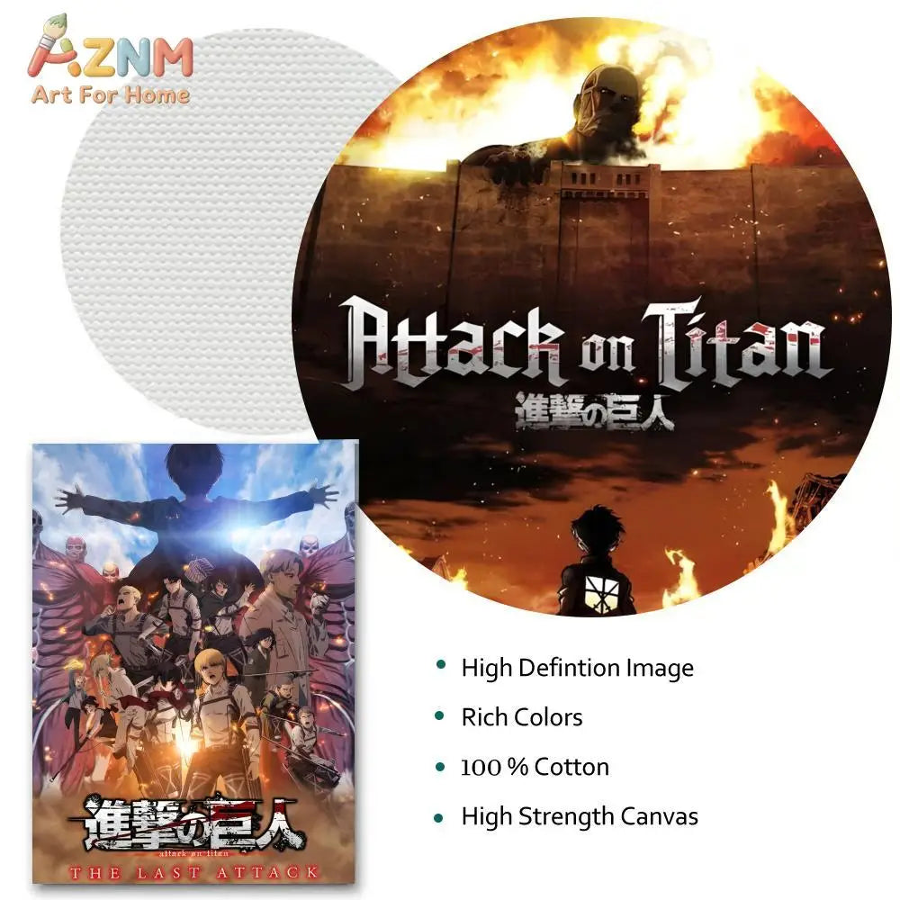 AZNM Attack on Titan Anime Canvas Wall Art, Levi Ackerman Print, Shingeki no Kyojin Home Decor Poster