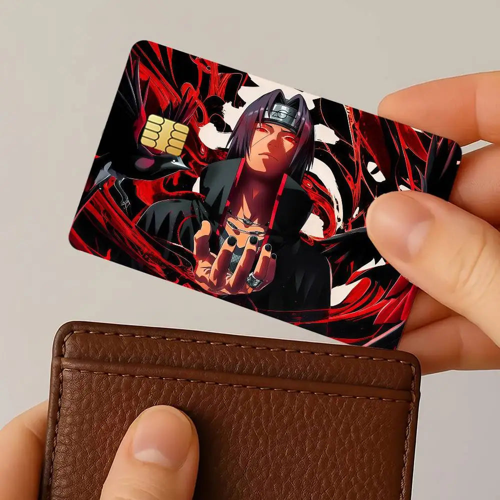 Anime N-NARUTO U-Uchiha I-Itachi Credit Card Stickers Skin For Bank Debit Decorative Protection 4PCS Anti-scratch Waterproof