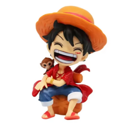One Piece Anime Figure Sitting Laughing Luffy Action Figure Kawaii Sanji Zoro Ace Yamato Figurine Collection Toy Doll Gift Model