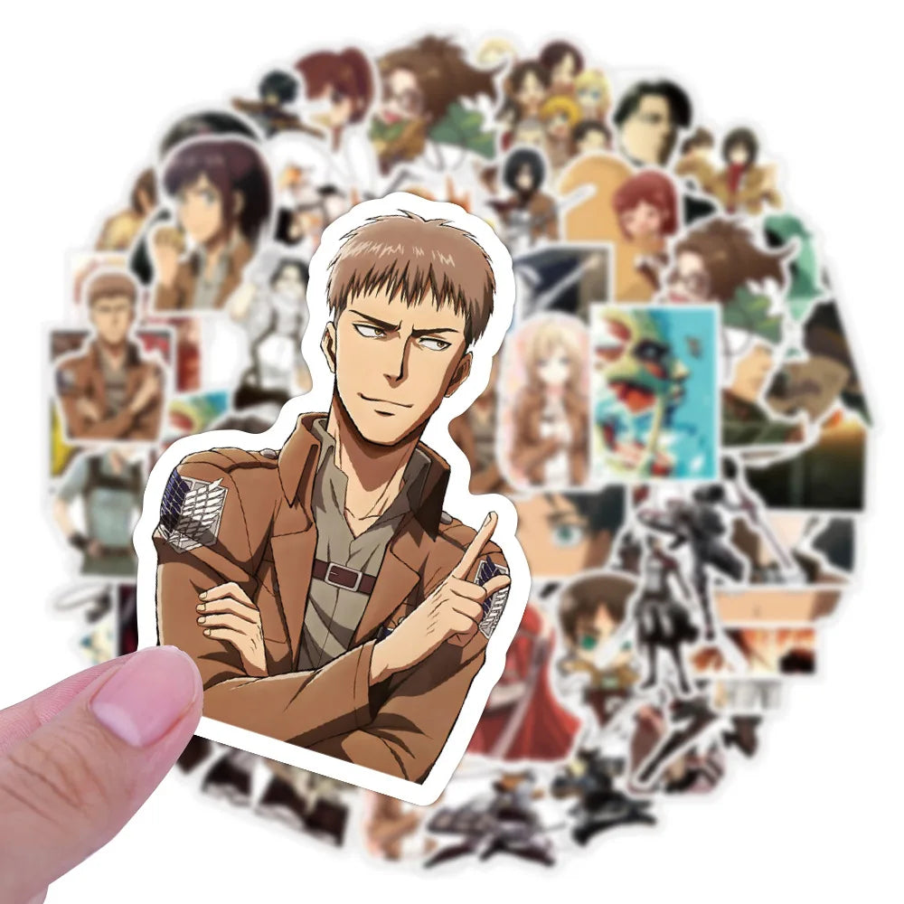 50 pcs Attack on Titan graffiti waterproof stickers for decorating skateboards, computers, luggage, and phone cases,gift,present