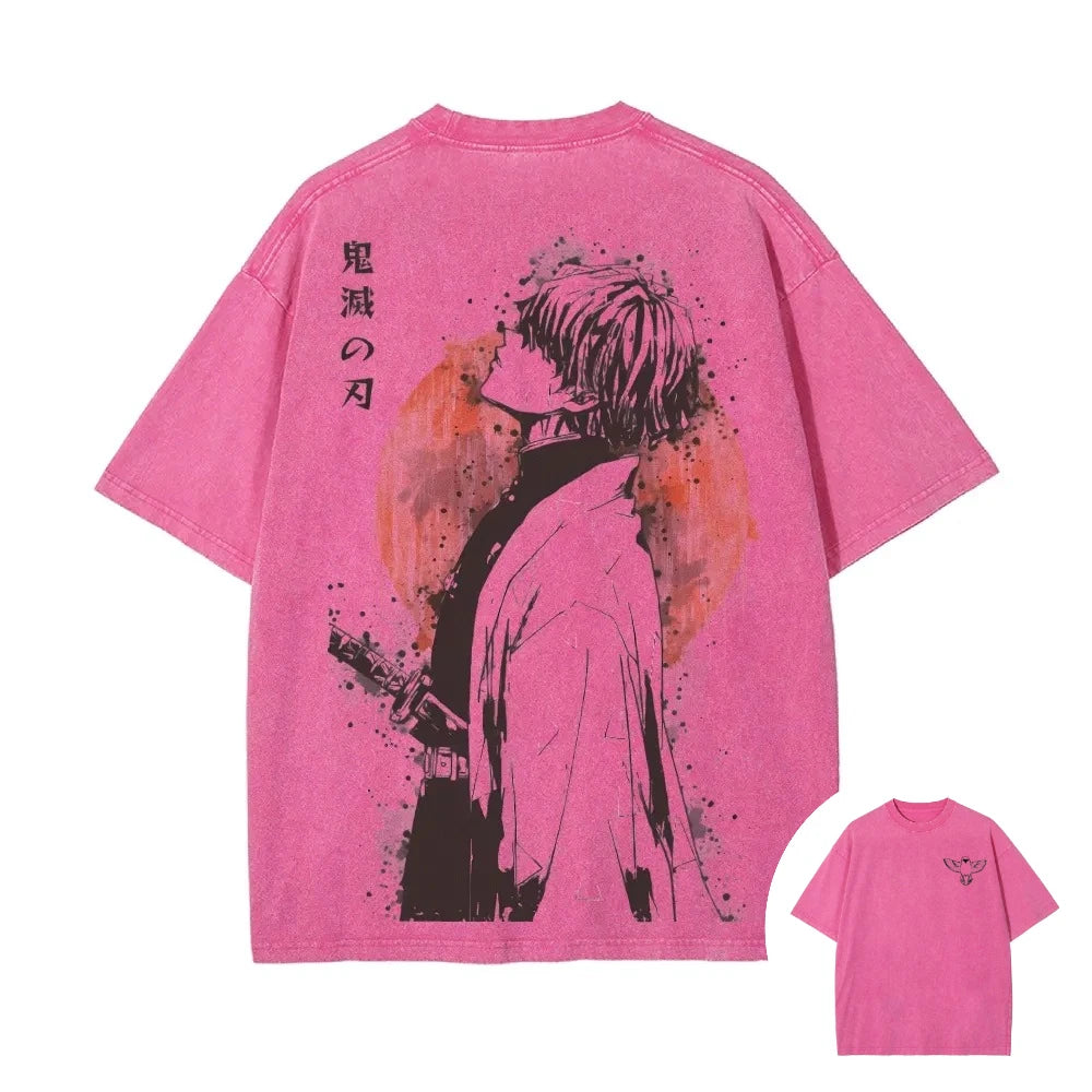 Demon Slayer Zenitsu Agatsuma Retro Washed T-Shirt