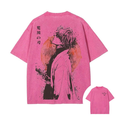 Demon Slayer Zenitsu Agatsuma Retro Washed T-Shirt