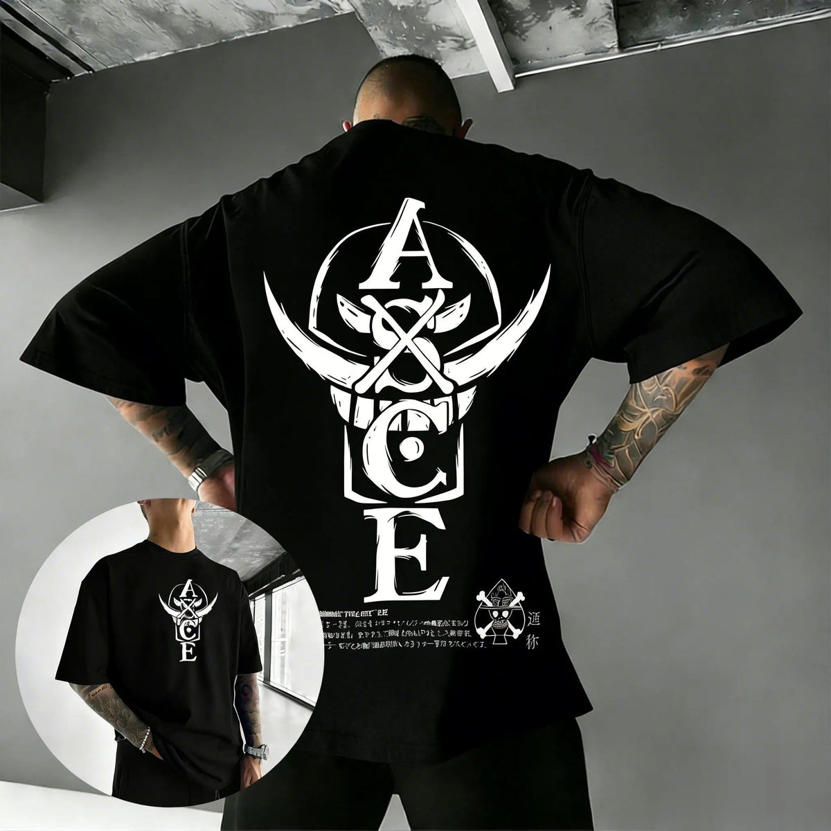 2026 Summer One Piece Portgas D. Ace ASCE Cotton T-Shirt Vintage Skull Print Casual Streetwear for Men Women Teens Anime Fans