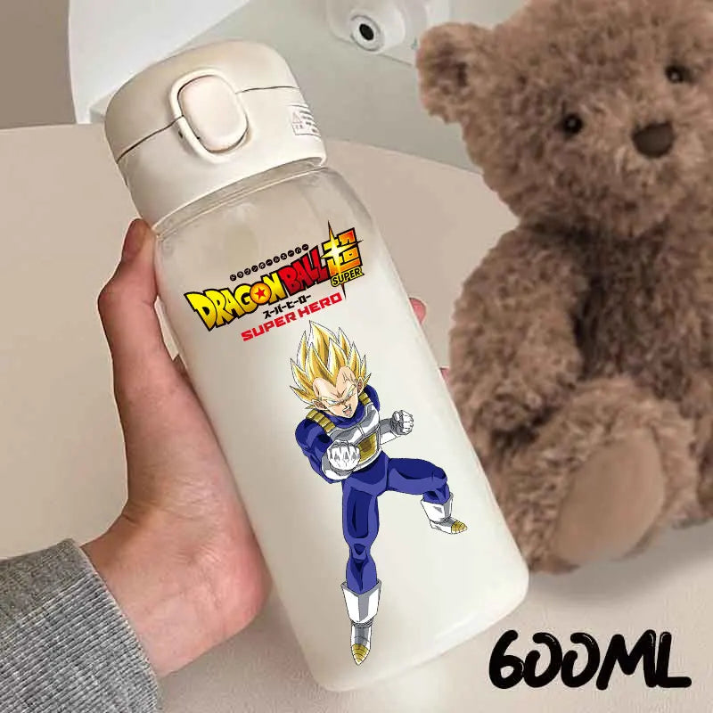 For Dragon Ball Straw Bottles 600ml Vegeta Goku Transparent Plastic Anti Drop Water Bottle Students Outdoor Capacity