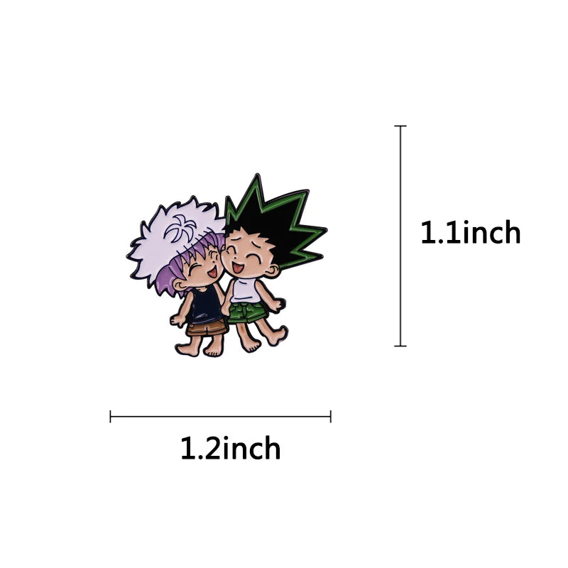 Anime Hunter X Hunter Gon and Killua Enamel Pin Bff Brooches Badge Jewelry Decoration