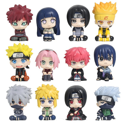 12Pcs Naruto Shippuden Anime Q Version Sitting Figure Uchiha Itachi / Uchiha Sasuke / Kakashi PVC Figurine Collectible Toys Doll