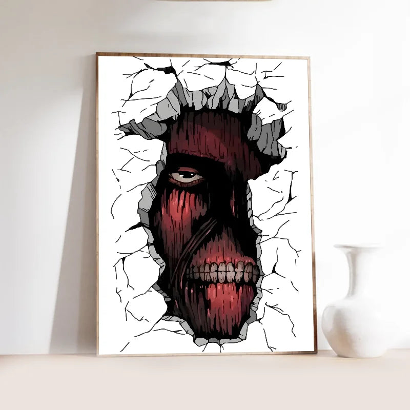 1PC Popular Japanese Anime Attack On Titan Poster Self-adhesive Art Waterproof Paper Sticker Coffee House Bar Room Wall Decor