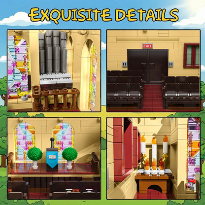 Creative Anime Springfield Church Building Blocks City Street View Architecture Modular Model LED Toys Adults Kids Gift 2465PCS