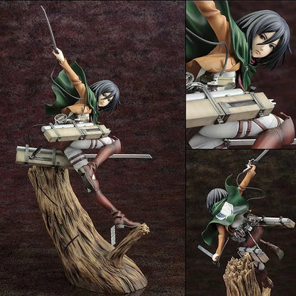 24CM Attack On Titan Mikasa Ackerman Action Figure Anime Character Model Desktop Ornament Collectible Toys Statues Surprise Gift