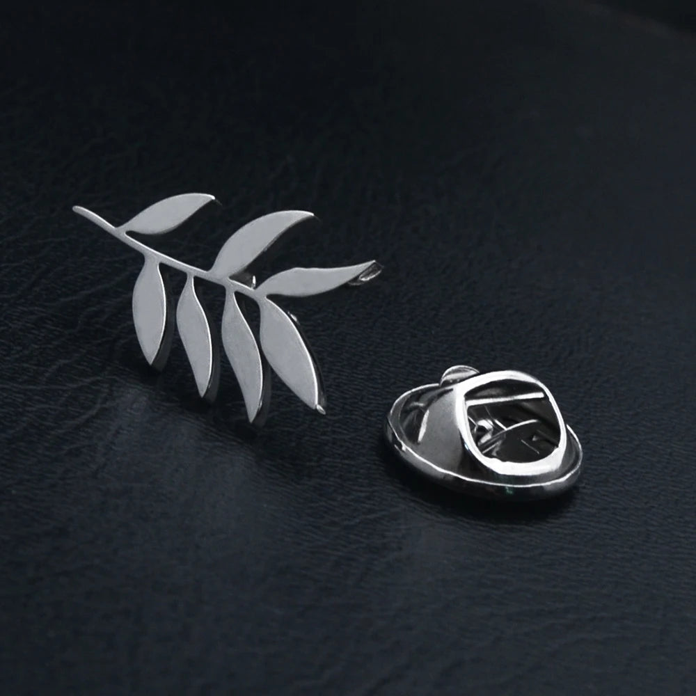 Wholesale Men's Lapel Brooches, Fashionable Olive Branch Accessory Pins, Stainless Steel Fashion Accessories, Gift Jewelry