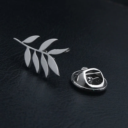 Wholesale Men's Lapel Brooches, Fashionable Olive Branch Accessory Pins, Stainless Steel Fashion Accessories, Gift Jewelry