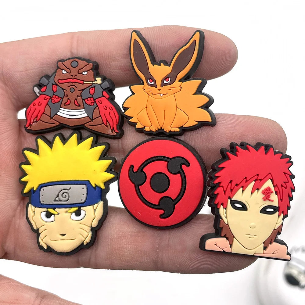 1/20pcs Naruto Anime Cartoon Shoe Charms PVC Decor for Clogs Bubble Slides Garden Sandals Kids Party Birthday Gifts