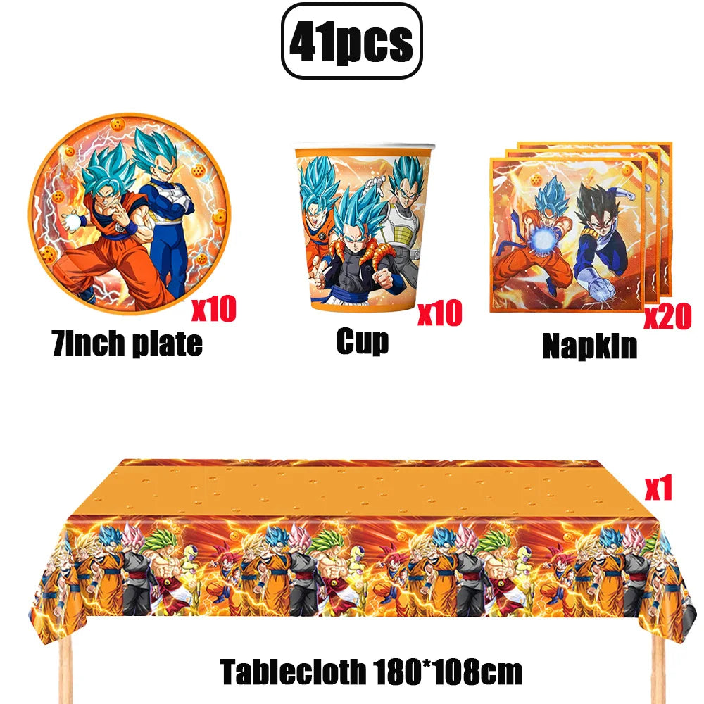 Dragon Ball Birthday Party Decorations Party Supplies Tablecloths Paper Cup Plates Napkin Gift Bags Banners Baby Birthday Shower