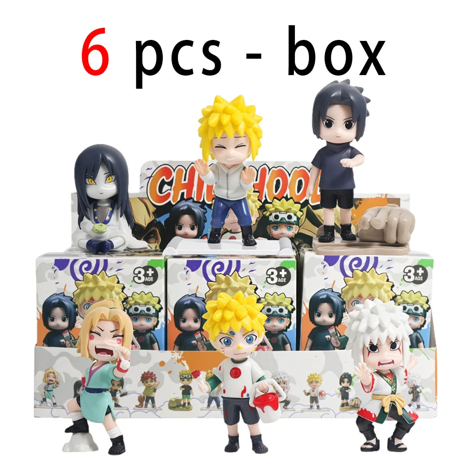 Naruto Blind Box Figure Uzumaki Shippuden Childhood Series Naruto Q PVC Model Toys Desktop Ornament Christmas Halloween Gifts