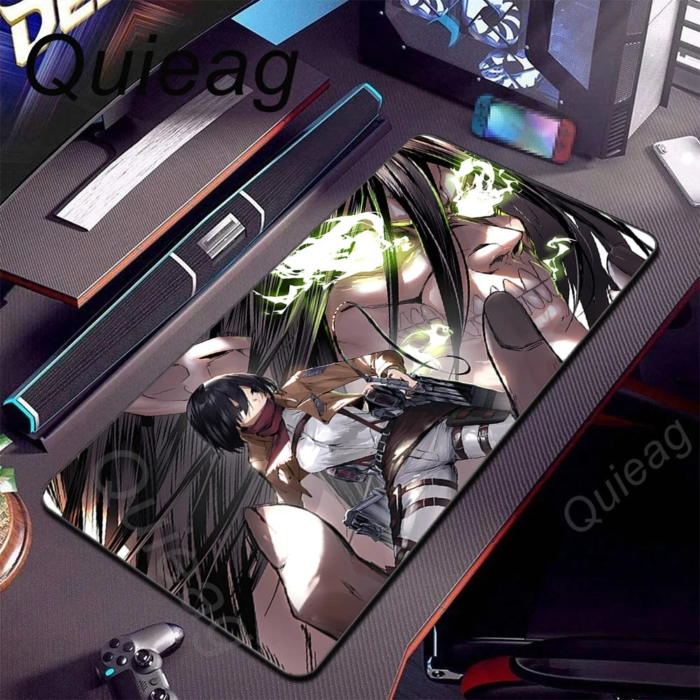 New HD Printing Attack on Titan Anime Desk Mat Large Lock Edge Mouse Pad Computer Mousepad Gaming Laptop Keyboard Mouse Mats Rug