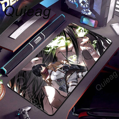 New HD Printing Attack on Titan Anime Desk Mat Large Lock Edge Mouse Pad Computer Mousepad Gaming Laptop Keyboard Mouse Mats Rug