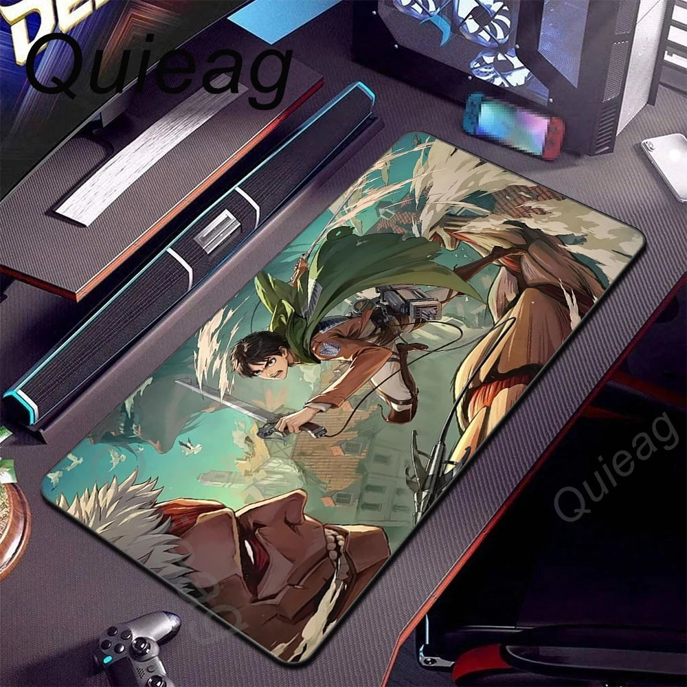 New HD Printing Attack on Titan Anime Desk Mat Large Lock Edge Mouse Pad Computer Mousepad Gaming Laptop Keyboard Mouse Mats Rug