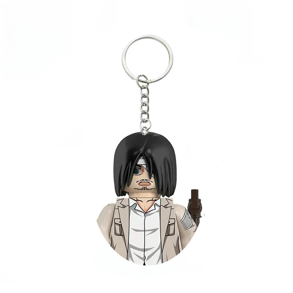 New Attack on Titan Minifigure Keychain Shingeki No Kyojin Eren Levi Mikasa Anime Action Figures Toys for Kids Gift