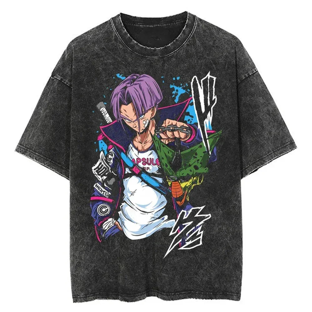 Hip Hop Streetwear Japan Anime Dragon Ball Print Oversized T-Shirt
