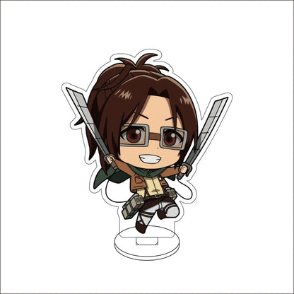 10CM Anime ‌Attack on Titan Cos Eren Jaeger Mikasa Ackerman Levi Ackerman Hanji Zoe Figure Acrylic Stand Cute Ornaments Gifts
