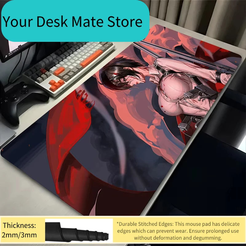 Anime Mouse Pad Large XXL Laptop Mikasa Kawaii Girl Keyboard Rug PC Gamer Cabinet Mousepad Attack on Titan Gaming Desk Mat