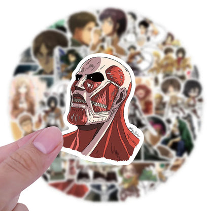 50pcs Cartoon Animation Attack on Titan Decorative Handbook Stationery Water Cup Computer Waterproof Sticker