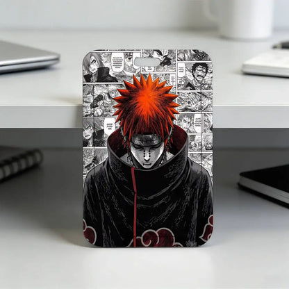 Anime N-NARUTO Akatsuki Itachi Sharingan Transparent Card Holder Employee Plastic Slide Cover Lanyard Work Business ID Bag Bus