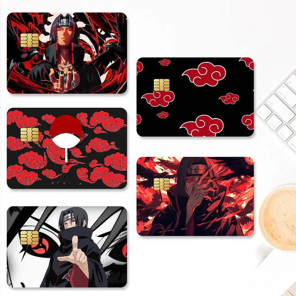 Anime N-NARUTO U-Uchiha I-Itachi Credit Card Stickers Skin For Bank Debit Decorative Protection 4PCS Anti-scratch Waterproof
