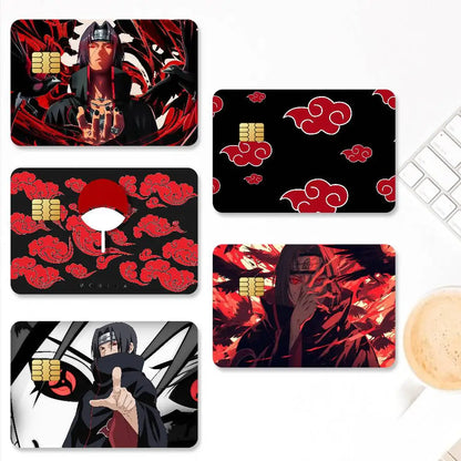 Anime N-NARUTO U-Uchiha I-Itachi Credit Card Stickers Skin For Bank Debit Decorative Protection 4PCS Anti-scratch Waterproof