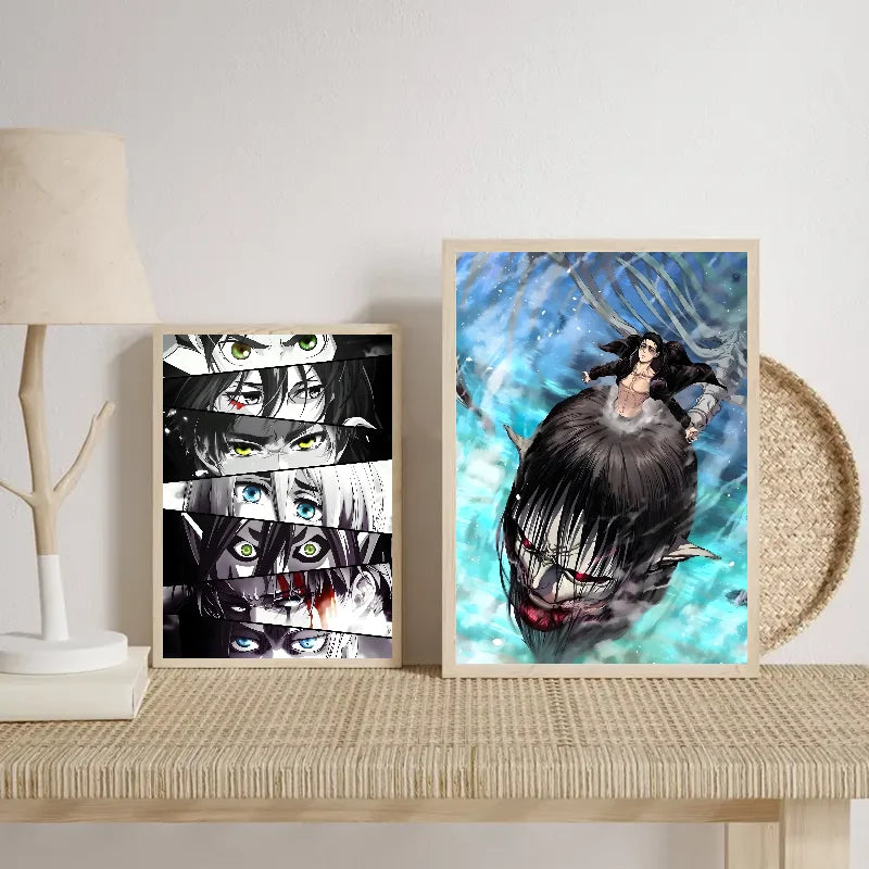 1PC Popular Japanese Anime Attack On Titan Poster Self-adhesive Art Waterproof Paper Sticker Coffee House Bar Room Wall Decor