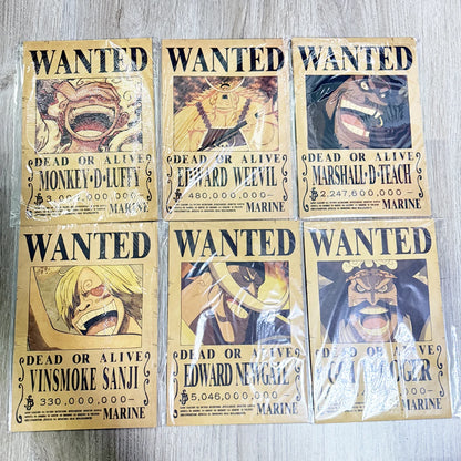 One Pieces 9-13Pcs Set Wanted Vintage Paper Posters Anime Luffy Bedroom Hotel Coffee House Bar Room Wall Deco Posters Toys Gifts